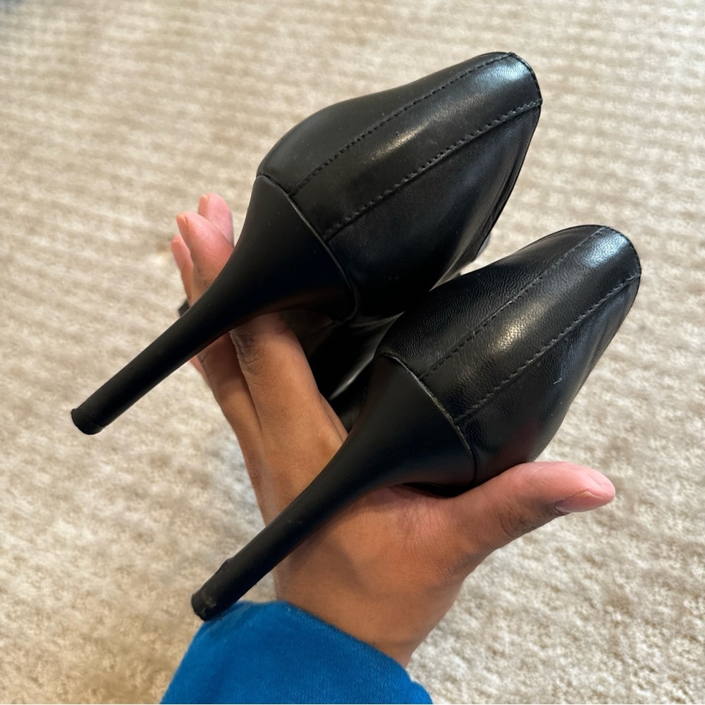 Bar III Womens Stiletto Heels Pumps Black Booties Size 6.5 Carine Zip Leather - Picture 4 of 14